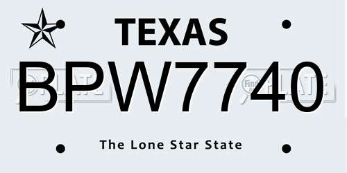BPW7740 Texas License Plate