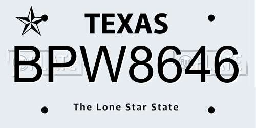 BPW8646 Texas License Plate