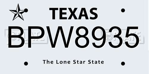 BPW8935 Texas License Plate