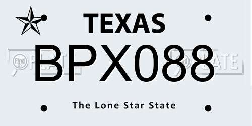 BPX088 Texas License Plate