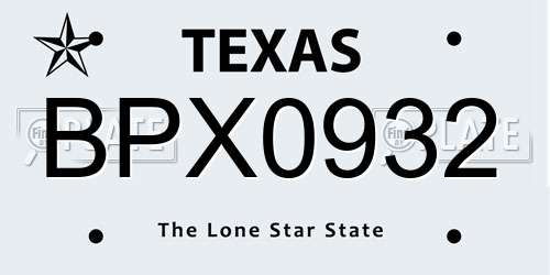 BPX0932 Texas License Plate