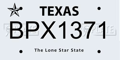 BPX1371 Texas License Plate