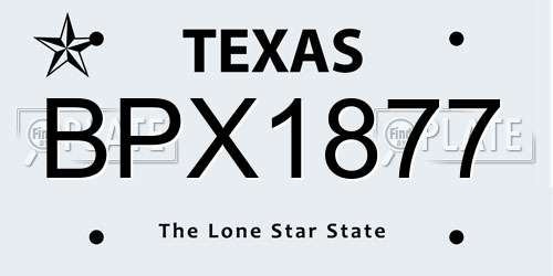 BPX1877 Texas License Plate