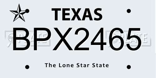 BPX2465 Texas License Plate