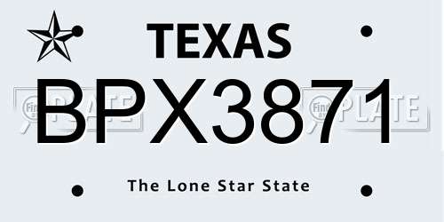 BPX3871 Texas License Plate