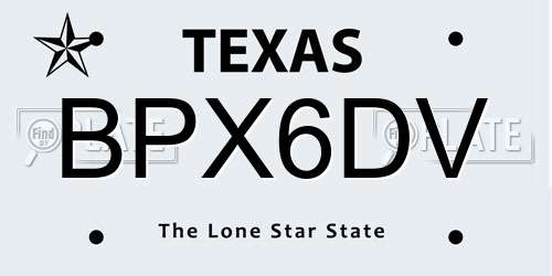 BPX6DV Texas License Plate