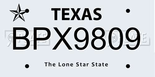 BPX9809 Texas License Plate