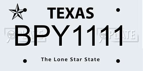 BPY1111 Texas License Plate