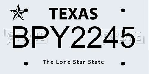BPY2245 Texas License Plate