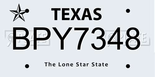 BPY7348 Texas License Plate