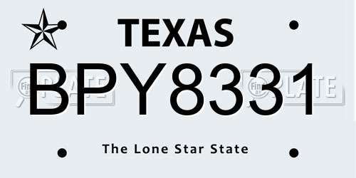 BPY8331 Texas License Plate