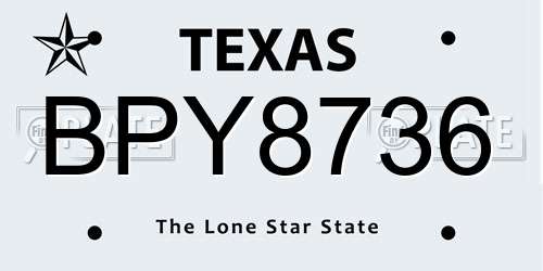 BPY8736 Texas License Plate