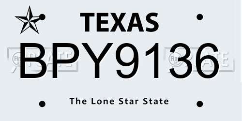 BPY9136 Texas License Plate