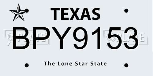 BPY9153 Texas License Plate