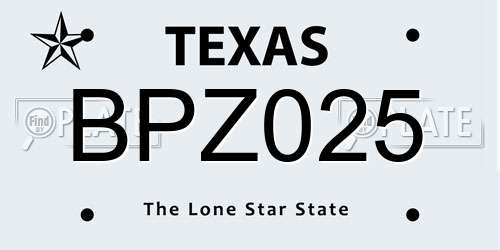 BPZ025 Texas License Plate