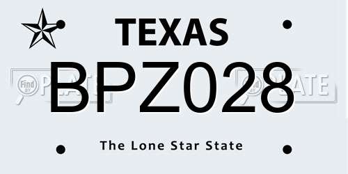 BPZ028 Texas License Plate
