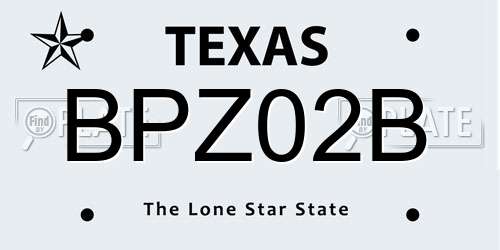 BPZ02B Texas License Plate