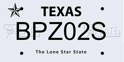 BPZ02S Texas License Plate