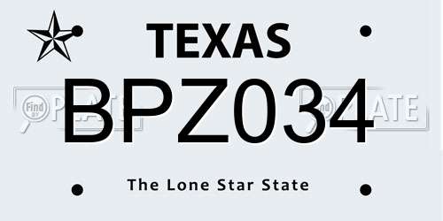 BPZ034 Texas License Plate