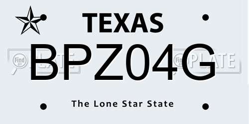 BPZ04G Texas License Plate