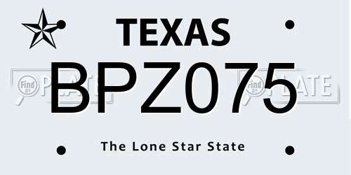 BPZ075 Texas License Plate