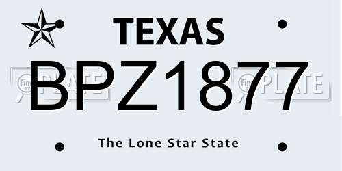 BPZ1877 Texas License Plate