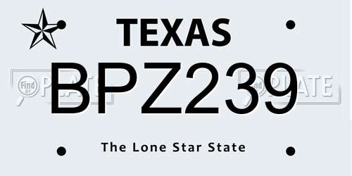 BPZ239 Texas License Plate