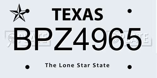 BPZ4965 Texas License Plate