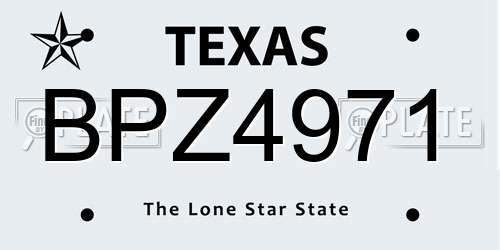 BPZ4971 Texas License Plate