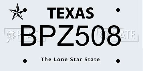BPZ508 Texas License Plate