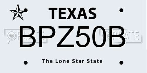 BPZ50B Texas License Plate