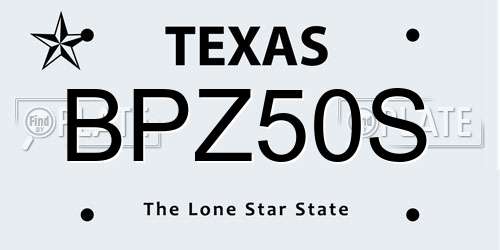 BPZ50S Texas License Plate