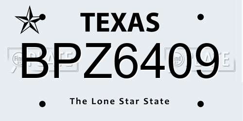 BPZ6409 Texas License Plate
