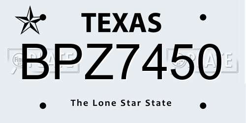 BPZ7450 Texas License Plate