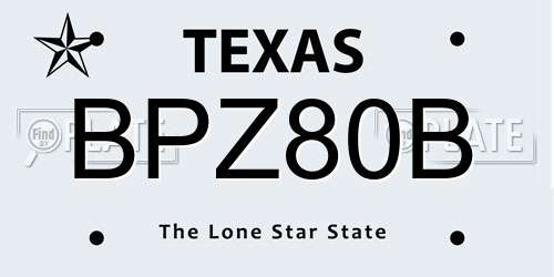 BPZ80B Texas License Plate
