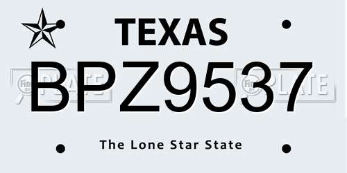 BPZ9537 Texas License Plate