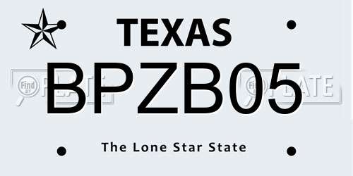 BPZB05 Texas License Plate