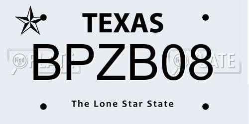 BPZB08 Texas License Plate