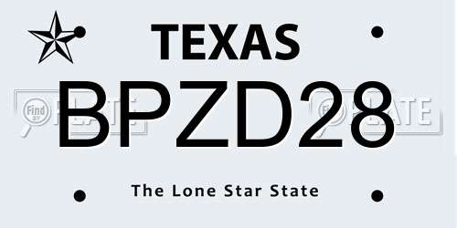 BPZD28 Texas License Plate