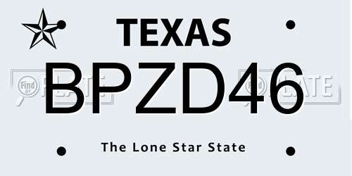BPZD46 Texas License Plate