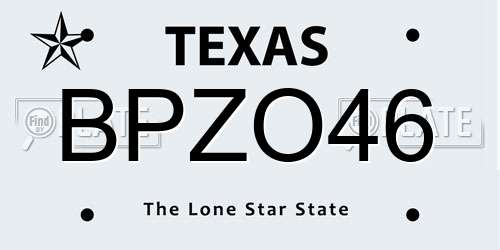 BPZO46 Texas License Plate
