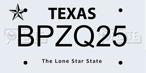 BPZQ25 Texas License Plate