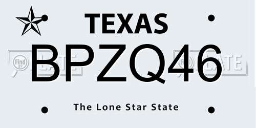 BPZQ46 Texas License Plate