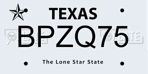 BPZQ75 Texas License Plate