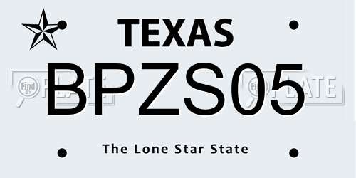 BPZS05 Texas License Plate