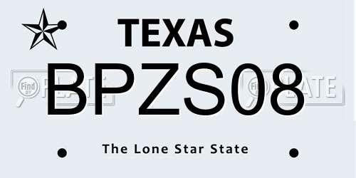 BPZS08 Texas License Plate