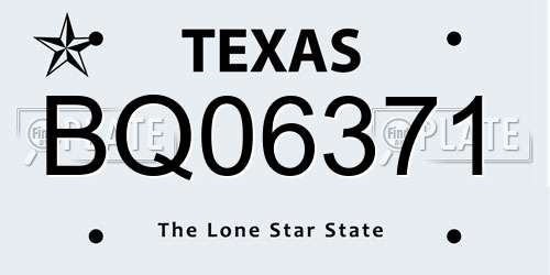 BQ06371 Texas License Plate