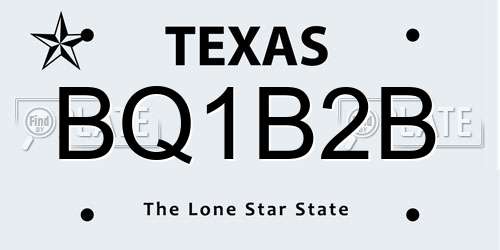 BQ1B2B Texas License Plate