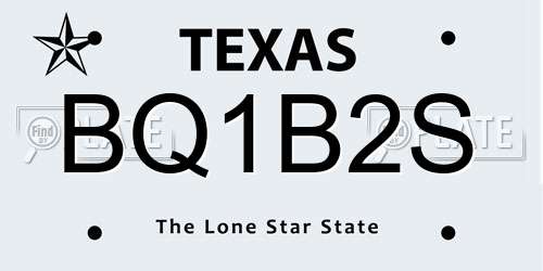 BQ1B2S Texas License Plate