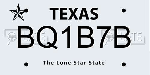 BQ1B7B Texas License Plate